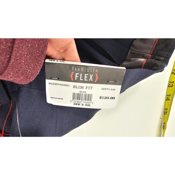 NWT 38x32 vanhuesen flex fit stretch active dress pants slacks navy slim fit NEW - Picture 6 of 10